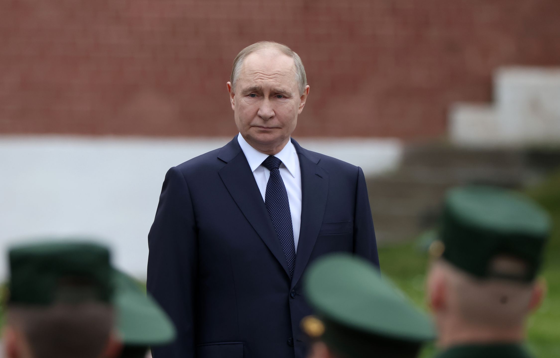 MOSCOW, RUSSIA - JUNE 22  (RUSSIA OUT) Russian President Vladimir Putin attends a wreath laying ceremony to the Unknown Soldier's Tomb in the Alexander Garden along the Kremlin wall, June 22, 2025, in Moscow, Russia. The day commemorates Operation Barbarossa, in which the Axis powers invaded the Soviet Union during World War II. (Photo by Contributor/Getty Images)
