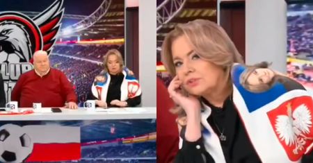 Tymczasem w uniwersum TV Republika: Danuta Holecka narzuciła na siebie szalik z orłami i... WŁASNĄ TWARZĄ. Nie, to nie prima aprilis