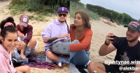 Natalia Siwiec w towarzystwie męża, córki i Blanki Lipińskiej rozpływa się nad muzycznymi umiejętnościami Barusia na Półwyspie Helskim