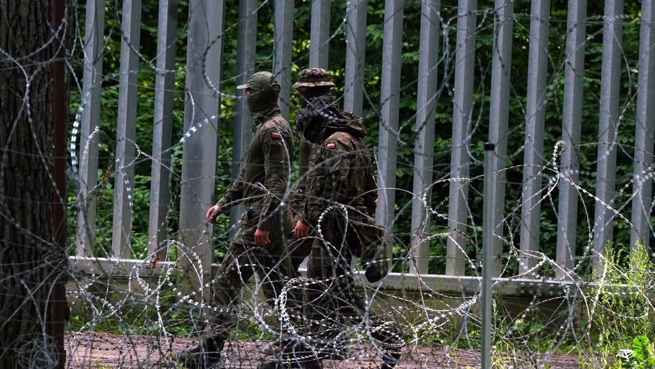 Sytuacja na granicy polsko-bia?oruskiej
6.06.2024
Puszcza Bialowieska, okolice wsi Starzyna na Podlasiu

n/z mur na granicy Polski z Bialorusia chroniony przez Straz Graniczna, policja i Wojsko Polskie

 fot. Stach Antkowiak/REPORTER
Stach Antkowiak/REPORTER