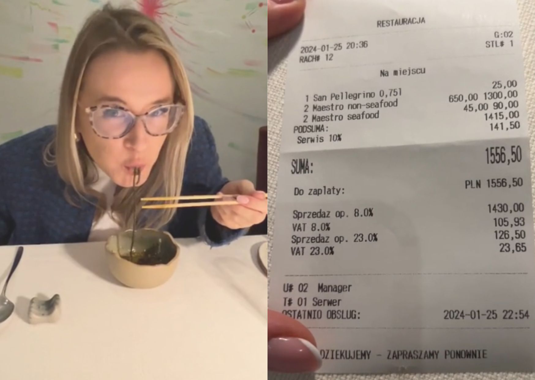 Obiad w wyróżnionej restauracji trwał 3,5 h
