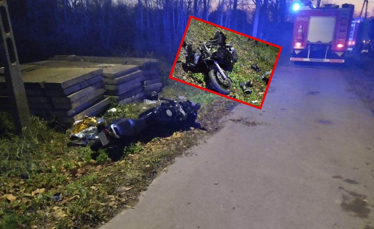 Rodzeństwo jechało motorem. Uderzyli w betonowe płyty