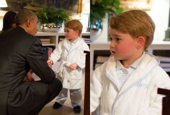 Książę Jerzy w piżamie wita się z Barackiem Obamą (ZDJĘCIA)