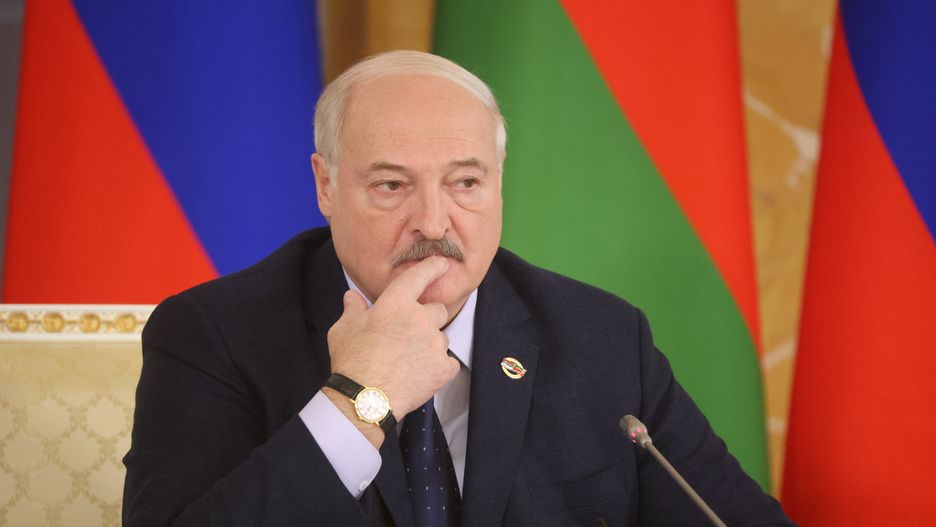 SAINT PETERSBURG, RUSSIA - JANUARY 29: (RUSSIA OUT) Belarussian President Alexander Lukashenko grimaces during the plenary session of the Supreme Council of Russia and Belarus, at the Konstantin Palace on January 29, 2024, in Saint Petersburg, Russia. Belarussian President Lukashenko is having a three-days visit to Saint Petersburg. (Photo by Contributor/Getty Images)