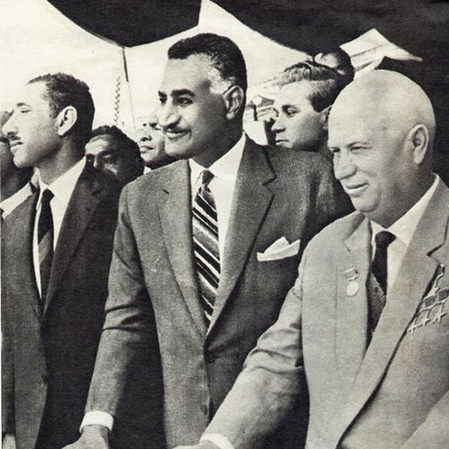 Prezydent Egiptu Gamal Abdel Naser w towarzystwie Nikity Chruszczowa