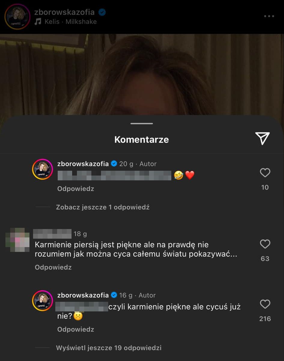 Zofia Zborowska odpowiada na komentarze internautek
