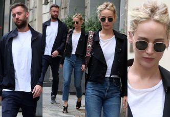 Naburmuszona Jennifer Lawrence wychodzi z chłopakiem z paryskiego hotelu (ZDJĘCIA)