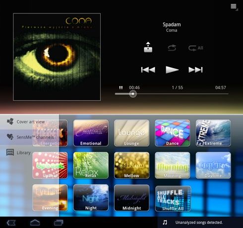 Sony Tablet P - muzyka