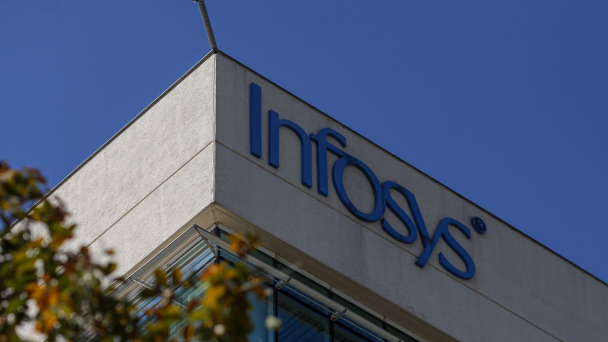An Infosys Ltd. office building in the Electronic City area of Bengaluru, India, on Monday, Feb. 28, 2022. Revenue from IT players including Tata Consultancy Services and Infosys Ltd. should grow 15.5% in the year ending March 2022 to about $227 billion, industry association Nasscom says in a statement. Photographer: Dhiraj Singh/Bloomberg via Getty Images