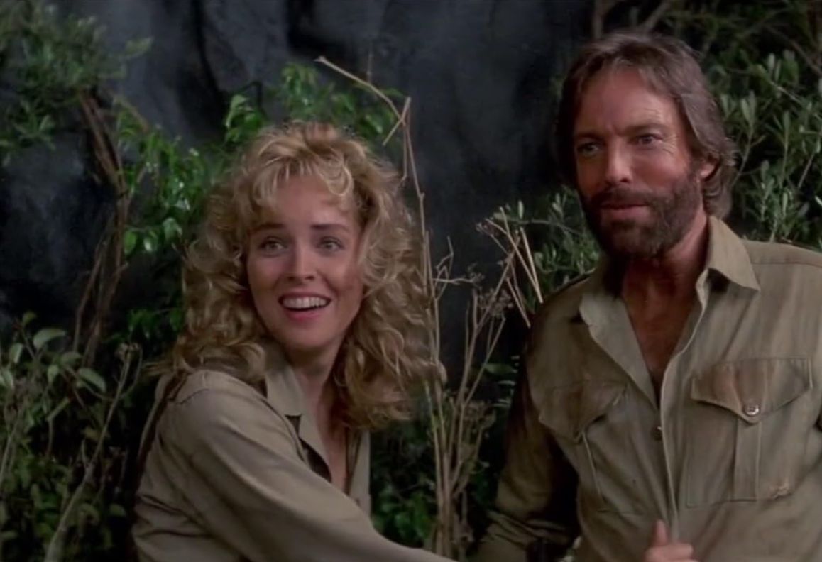 Sharon Stone and Richard Chamberlain in "Quatermain and the Lost City of Gold" (1986)
