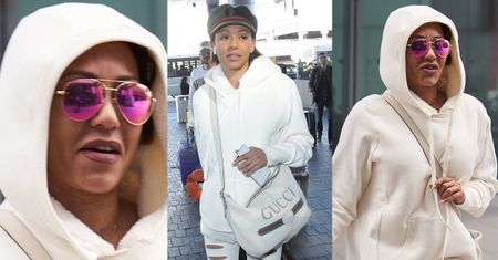Wystylizowana Mel B kokietuje paparazzi na lotnisku