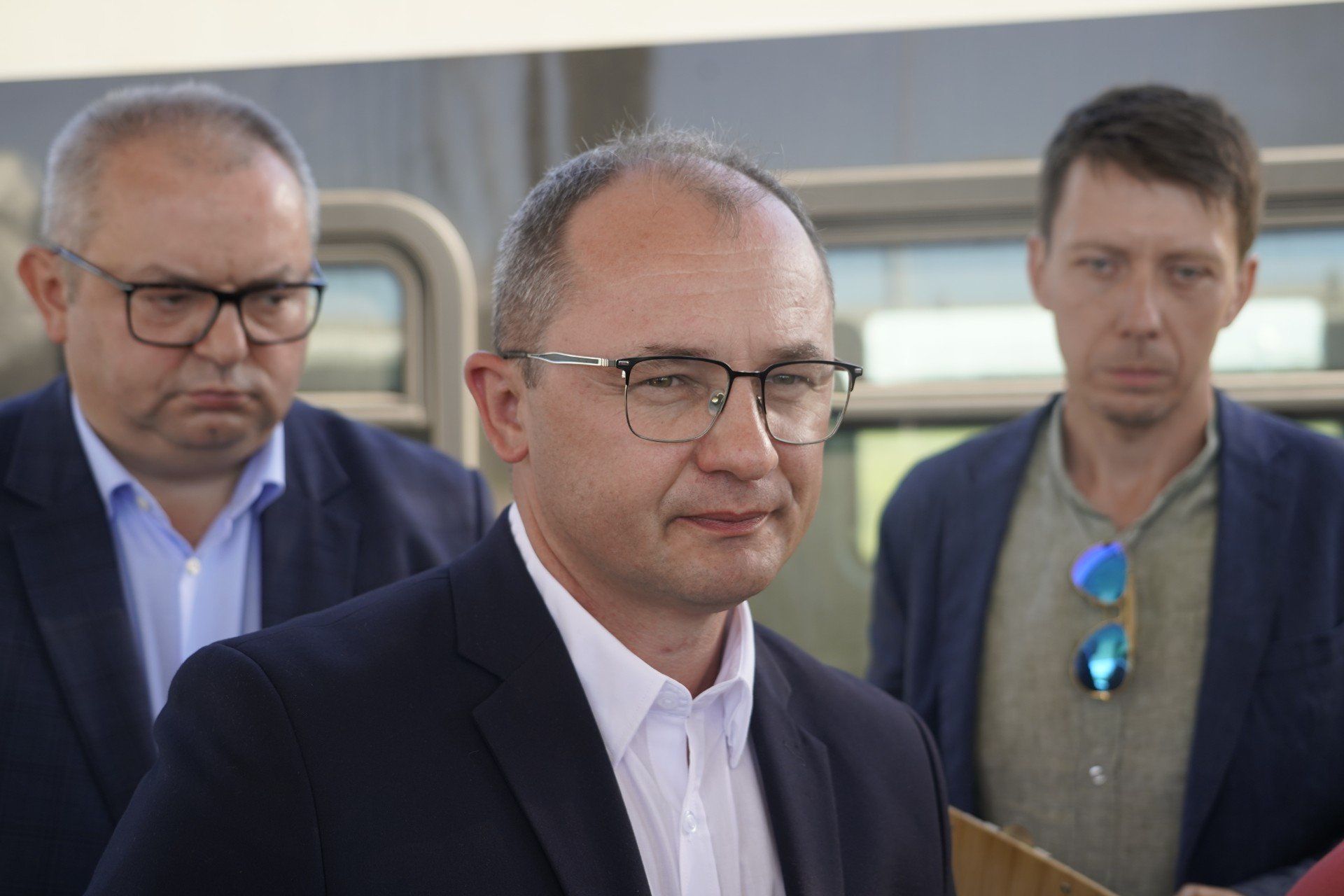 Konferencja prasowa na temat nowych połączeń Kolei Śląskich na lotnisko w Pyrzowicach, 2.07.2025.