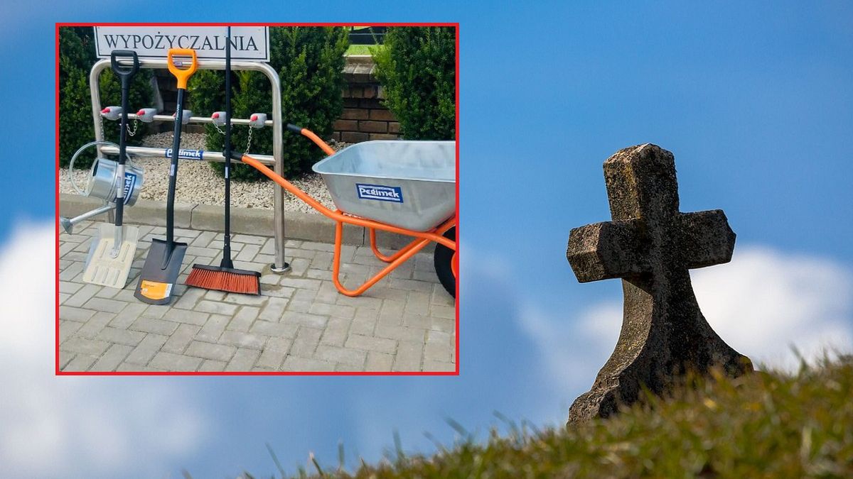 Wypożyczalnia sprzętów ogrodowych przy cmentarzu w Świdniku