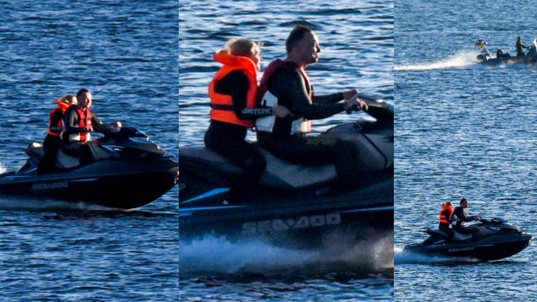 Andrzej Duda na skuterze wodnym z córką