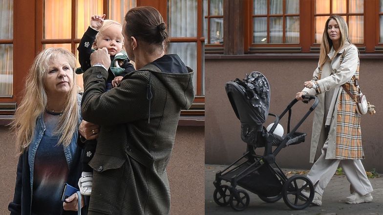 Małgorzata Rozenek i Radosław Majdan na spacerze z mamą Radka 