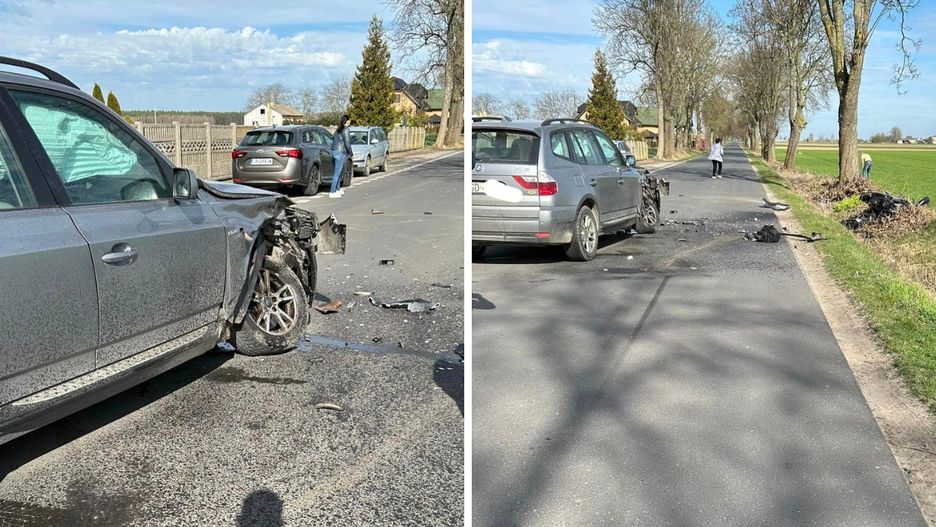Wypadek motocyklisty w miejscowości Płonne. Podczas akcji ratunkowej zasłabł strażak
