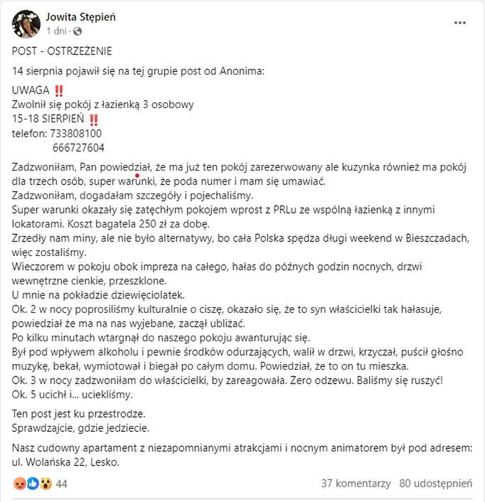 Pani Jowita opisała swoją historię na Facebook'u