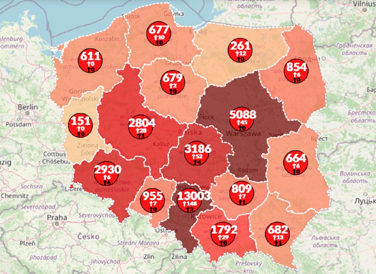 Koronawirus w Polsce. Aktualna mapa zarażeń