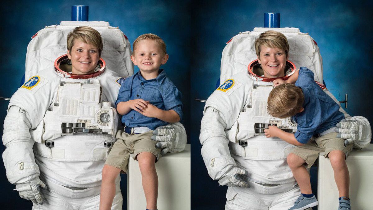 Astronautka NASA wzięła ze sobą na sesję swojego 4-letniego synka. Te zdjęcia rozgrzeją wasze serca 1