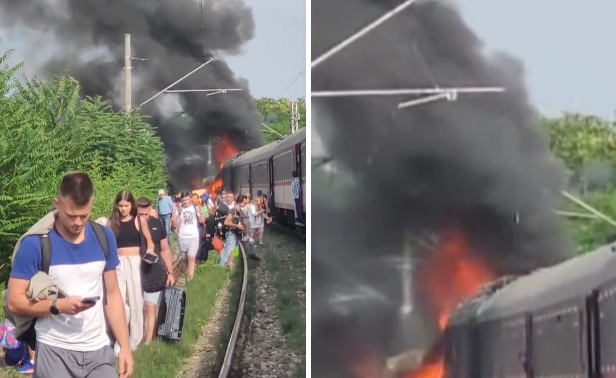 Train collides with bus in Slovakia: Four dead, engine on fire