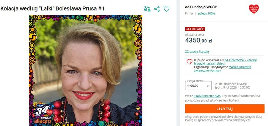 Aukcja WOŚP z Katarzyną Bosacką