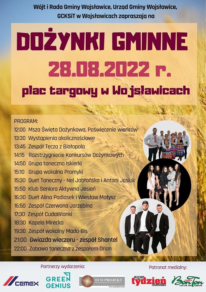 Dożynki Gminy Wojsławice 2022 - program