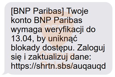Fałszywy SMS "od BNP Paribas"