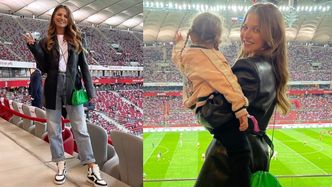 Anna Lewandowska z Klarą kibicują Robertowi na Stadionie Narodowym w meczu z Albanią (FOTO)