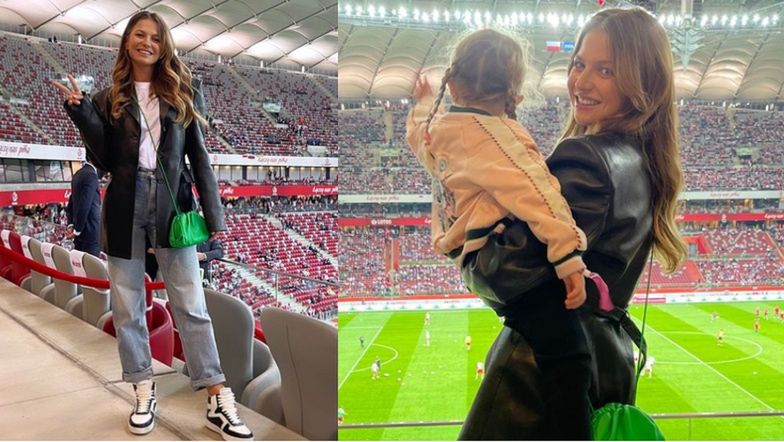 Anna Lewandowska z Klarą kibicują Robertowi na Stadionie Narodowym w meczu z Albanią (FOTO)