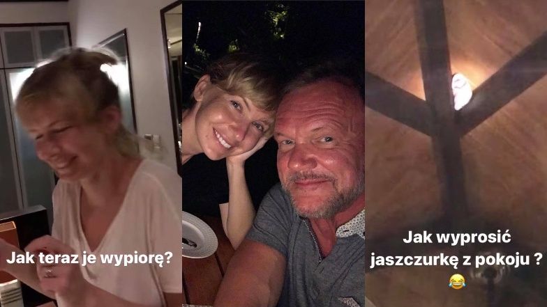 Cezary Pazura "ratuje" Edytę przed jaszczurką