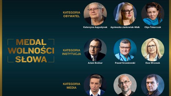 Medal Wolności Słowa. Wśród kandydatów Tokarczuk, Bodnar, Poczobut i Grzesiowski