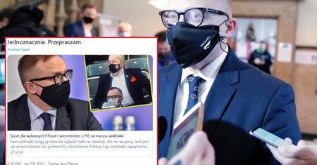Posłowie PiS na meczu siatkówki. Artur Soboń przeprasza