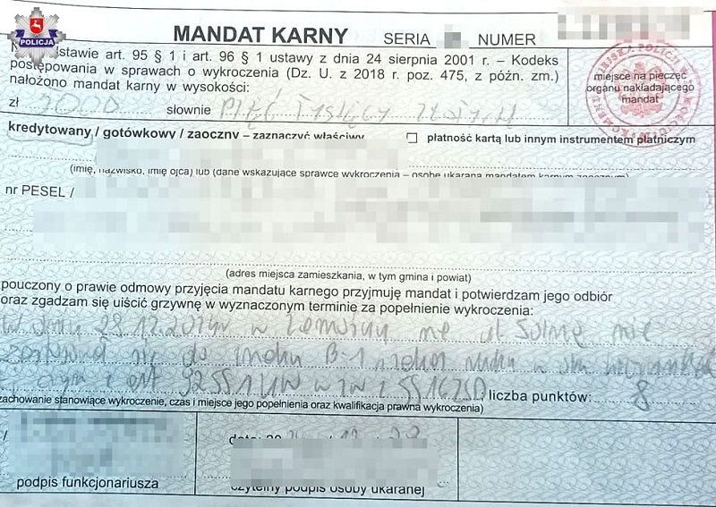 Mandat za wjazd na starówkę w Zamościu