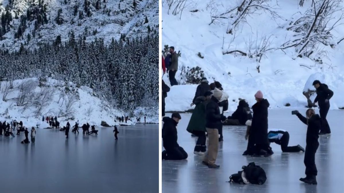 Szokujące nagranie. Zrobili sobie lodowisko z Morskiego Oka