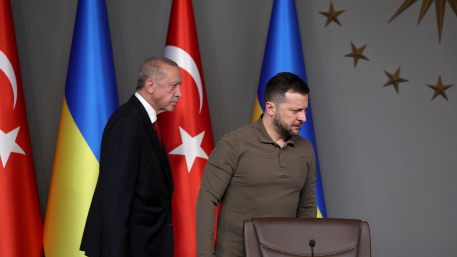Wołodymyr Zełenski i Recep Erdoğan podczas spotkania w Stambule