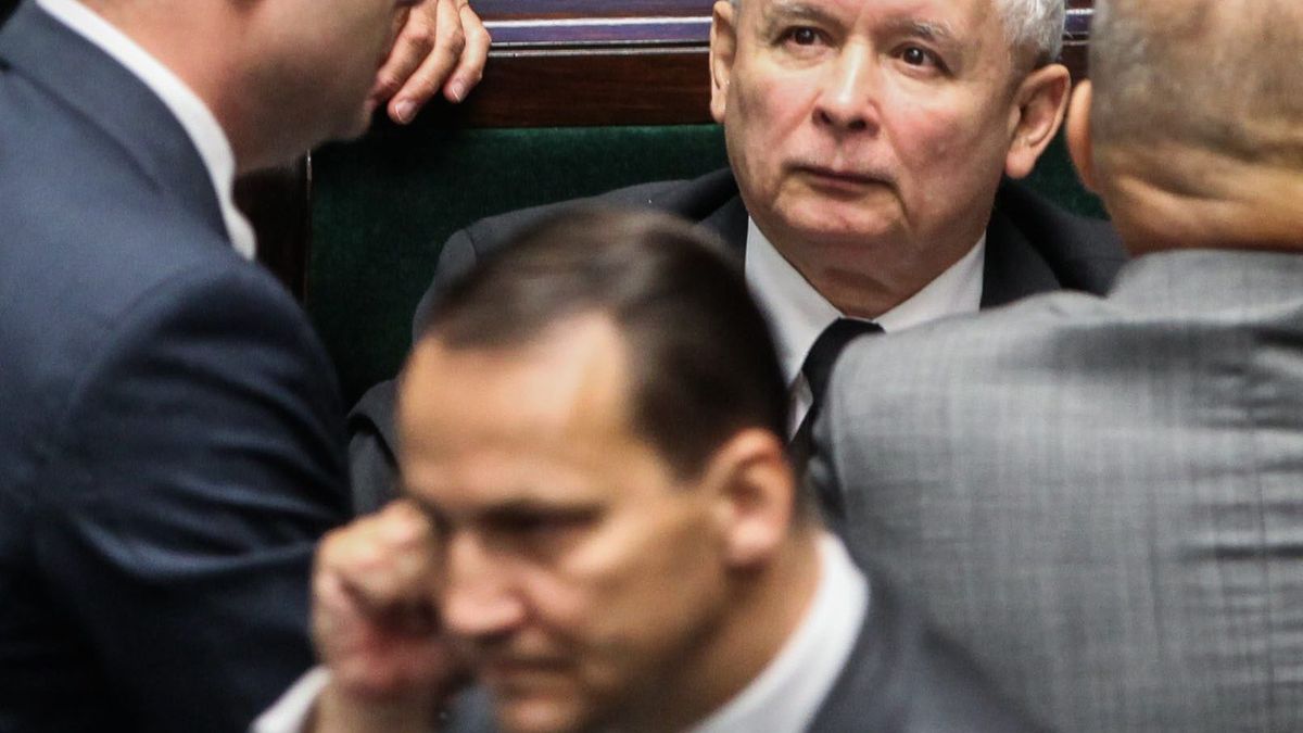 Jarosław Kaczyński i Radosław Sikorski, Sejm 2013 rok.