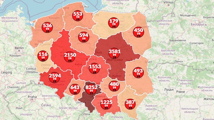 Mapa zakażeń koronawirusem w Polsce [1 czerwca 2020]