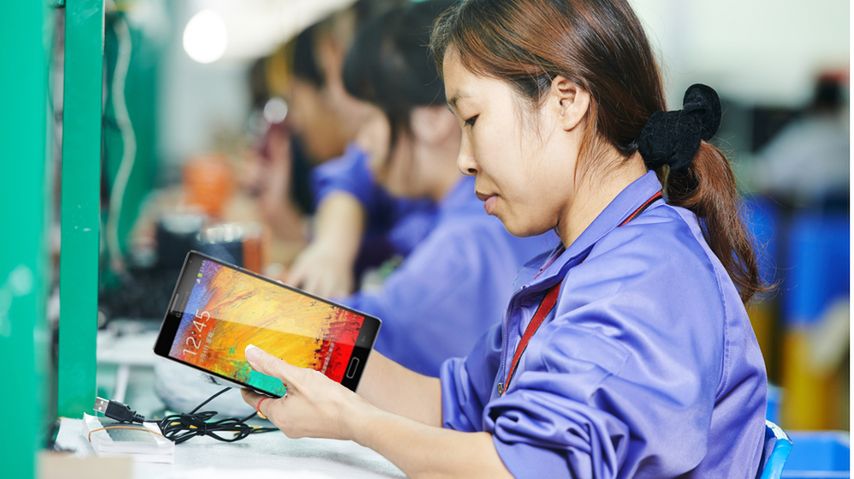 Chinese worker in china factory