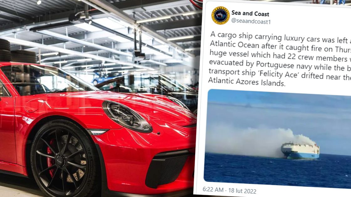 Na pokładzie płonącego samochodowca Felicity Ace znajdowały się m.in. pojazdy Porsche