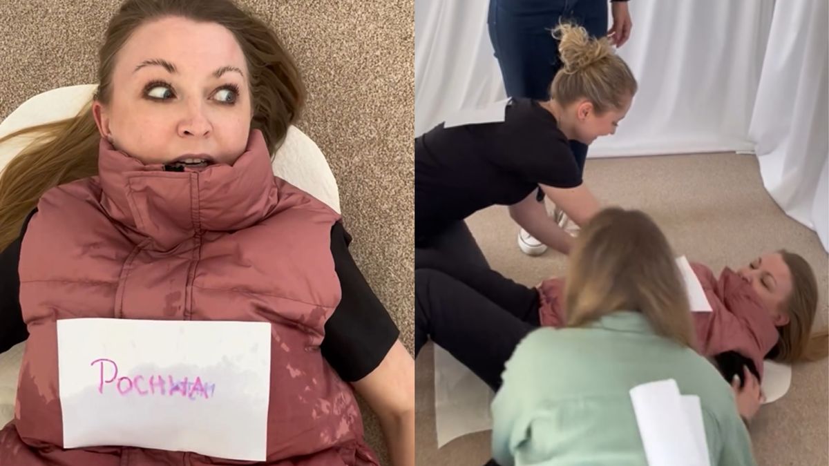 Mama Ginekolog przebrana za kobiece narządy płciowe rozprawia się o spania w majtkach. Internauci: "Cringe" (WIDEO)