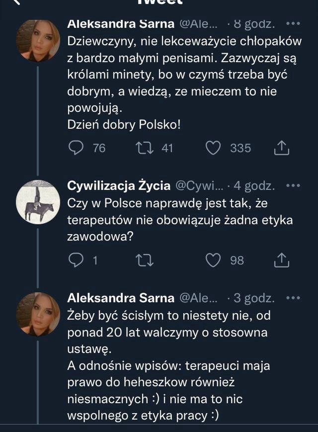 Aleksandra Sarna na Twitterze