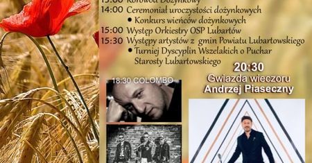 Dożynki Powiatowe Firlej 2021. Wystąpią: Andrzej Piaseczny, News i Colombo