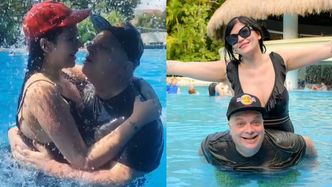 Krzysztof i Karolina Skibowie wymieniają czułości w meksykańskim basenie. Romantycznie? (FOTO)