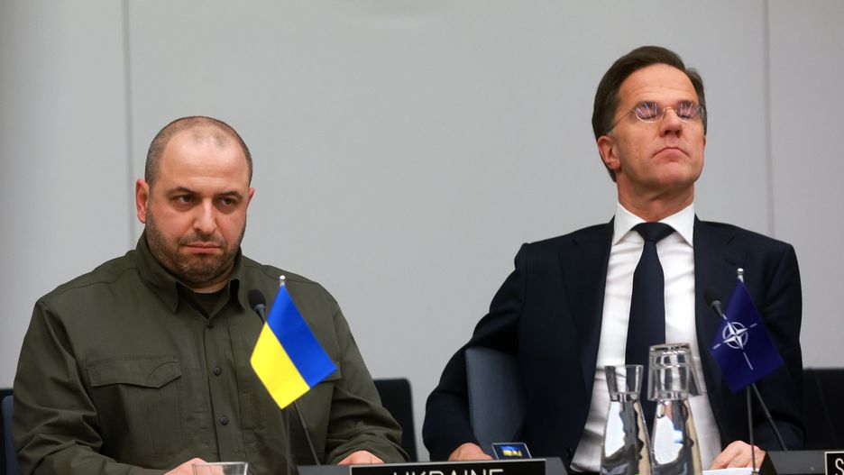 Minister obrony Ukrainy Rustem Umerow i szef NATO Mark Rutte