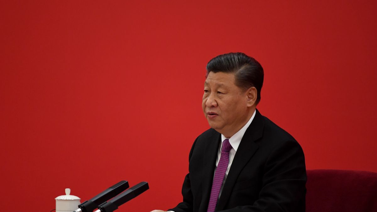 BEIJING, CHINA - DECEMBER 02: Chinese President Xi Jinping speaks with Russian President Vladimir Putin via a video link, from the Great Hall of the People on December 2, 2019 in Beijing, China. (Photo by Noel Celis - Pool/Getty Images)