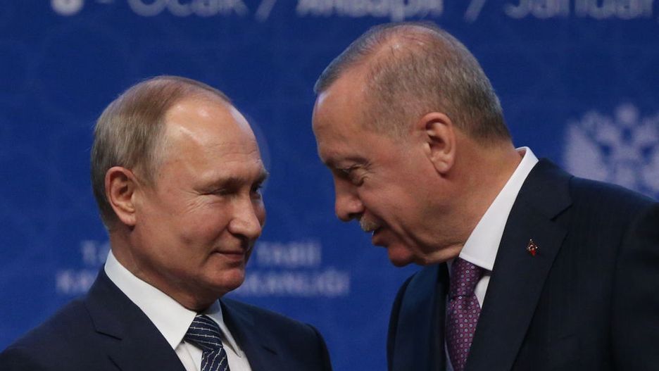 Russian President Vladimir Putin and Turkish President Recep Tayyip Erdogan open the TurkStream
ISTANBUL, TURKEY - JANUARY 08 (RUSSIA OUT): Russian President Vladimir Putin (L) and Turkish President Recep Tayyip Erdogan (R) attend the opening ceremony of the TurkStream on January 08, 2020 in Istanbul, Turkey. (Photo by Mikhail Svetlov/Getty Images)
Mikhail Svetlov
