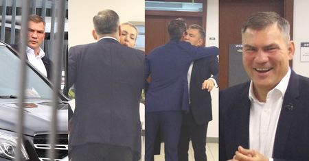 Dariusz Michalczewski w asyście bogatych znajomych czeka na koniec sprawy o pobicie żony (ZDJĘCIA)