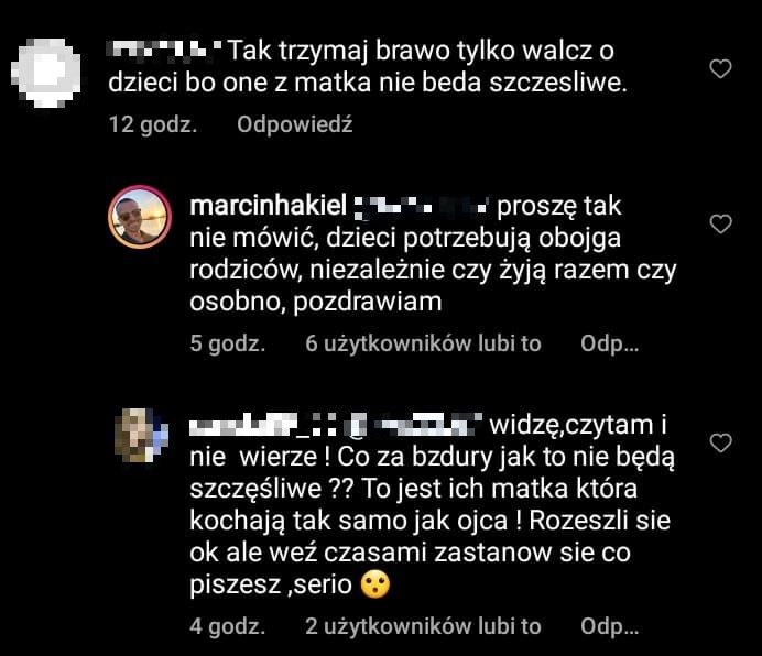 Marcin Hakiel broni Kasi Cichopek
