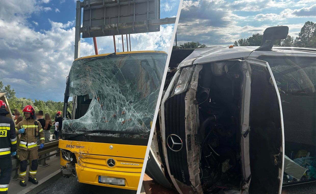 Poważny wypadek na moście Siekierkowskim w Warszawie