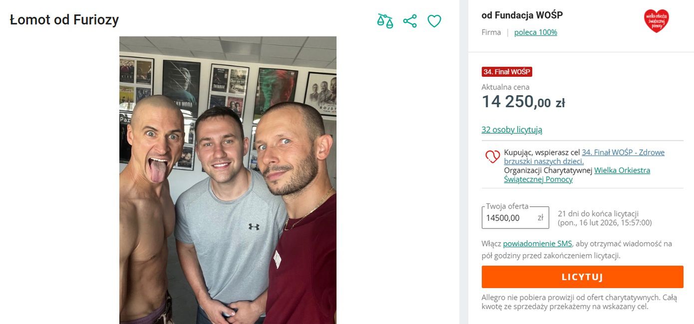 Oferta Mateusza Damięckiego na WOŚP 2026